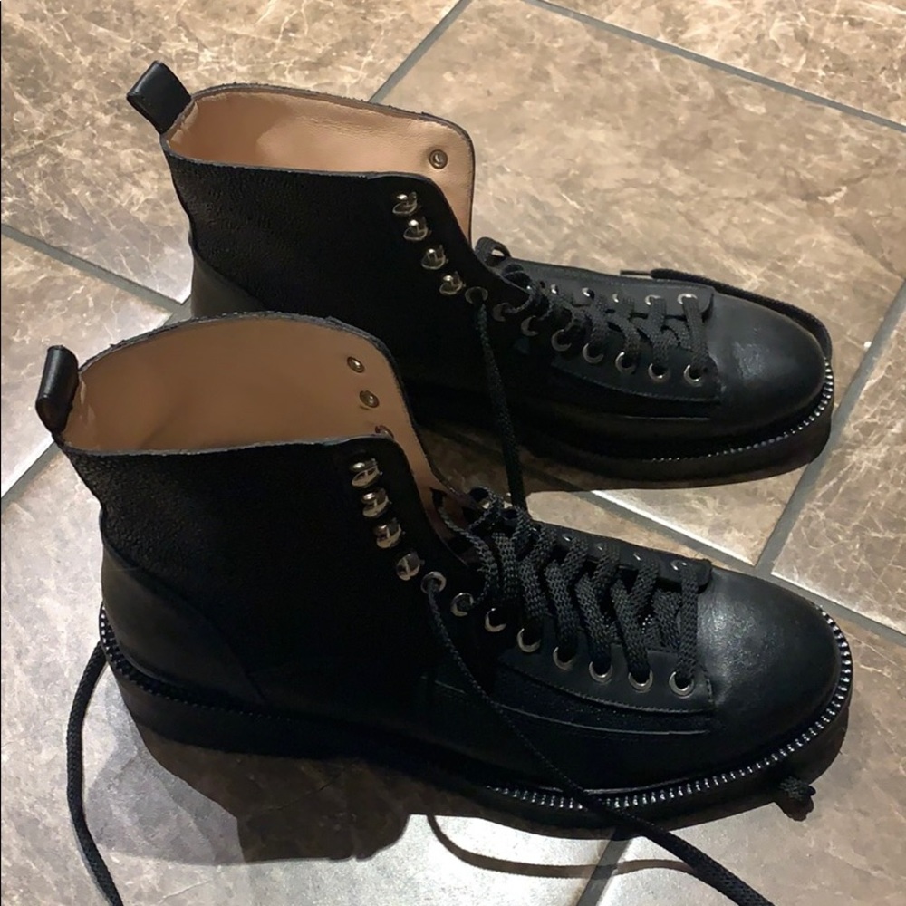 Inch2 caviar leather combat boots